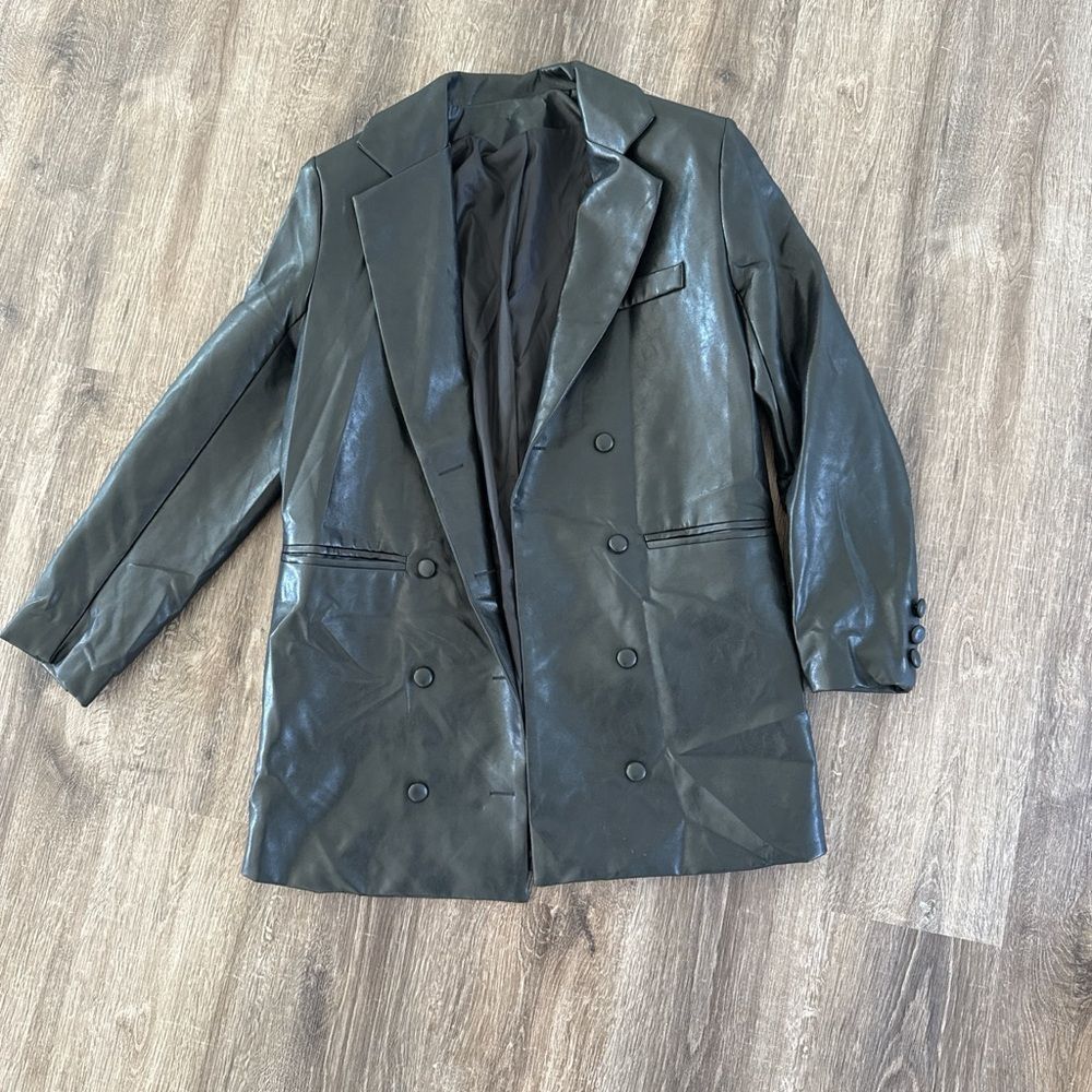 Faux Leather Blazer Jacket